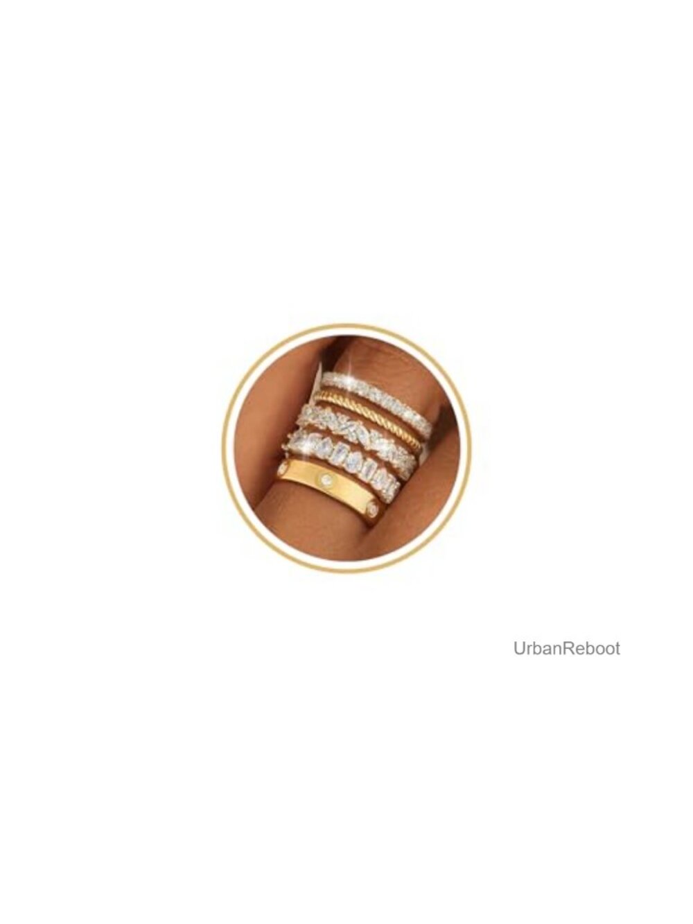 14K Gold Plated Stackable Rings Set Non Tarnish Layering Dainty
